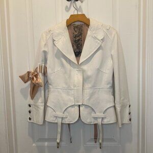 L.A.M.B Boudoir Gwen Stefani Rare Vintage Blazer White w/ garters Size 8